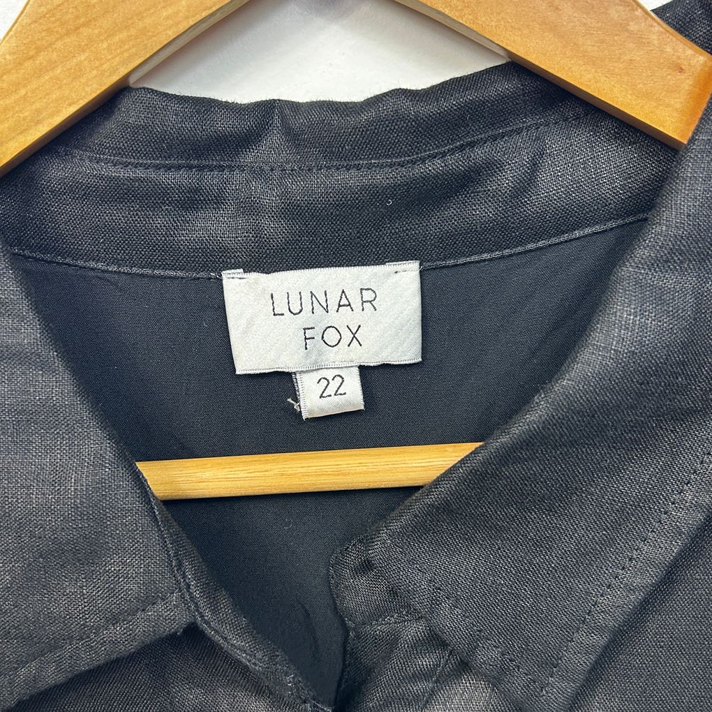 Lunar Fox Black Plus Size Linen Playsuit - Size 18 - 22