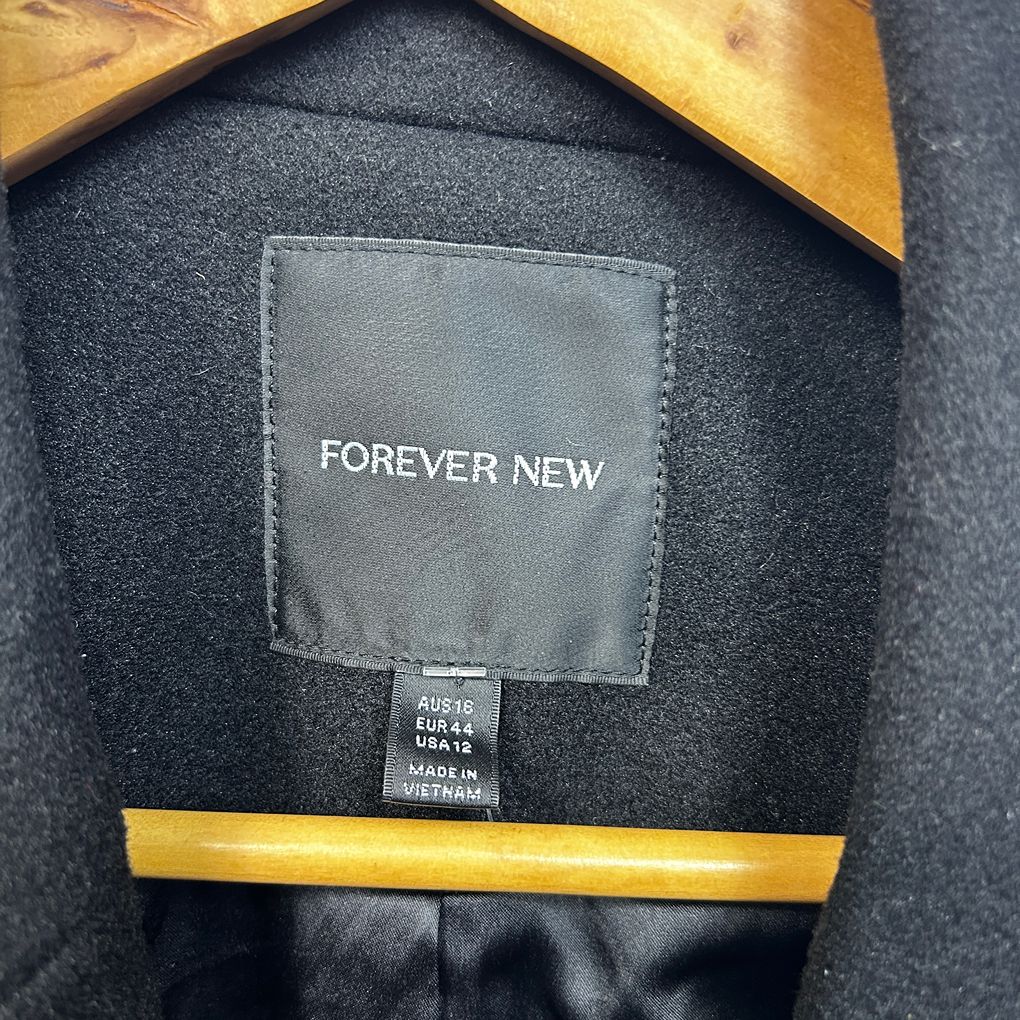Forever New Black Coat - Size 16