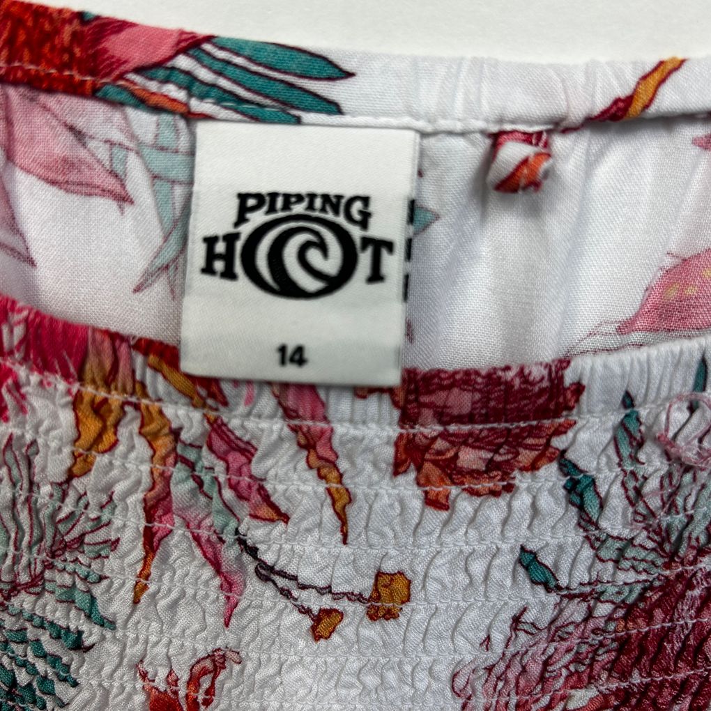 Piping Hot White Floral Shirred Maxi Dress - Size 14