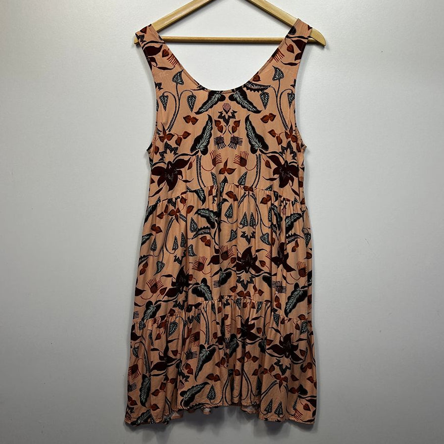 Target Peach Floral Sleeveless Dress - Size 16