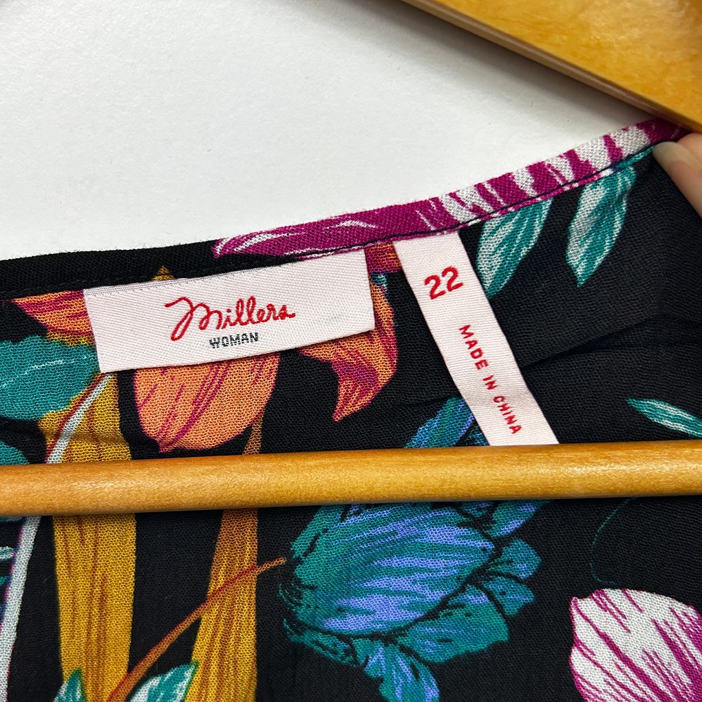 Millers Black Floral Dress - Size 22