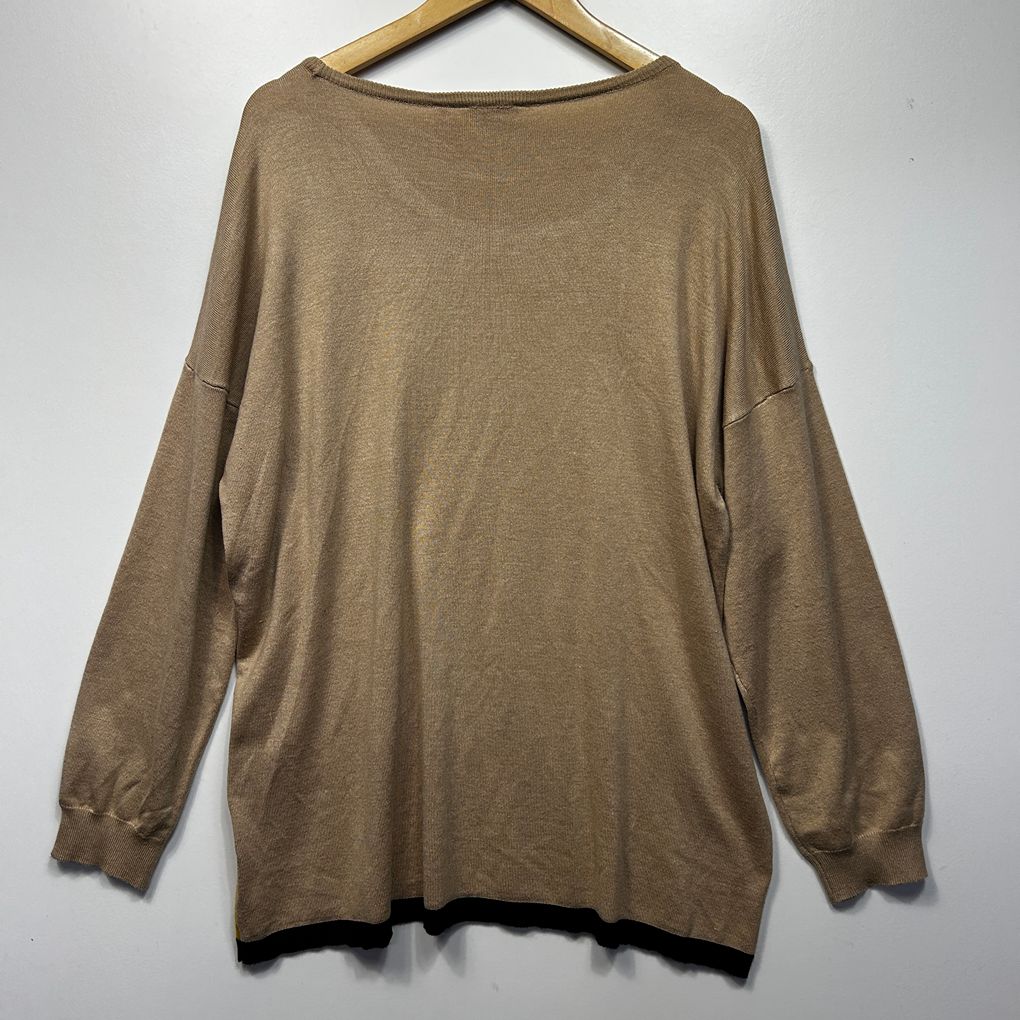Millers Brown Mustard Colour Block Jumper - Size XXL