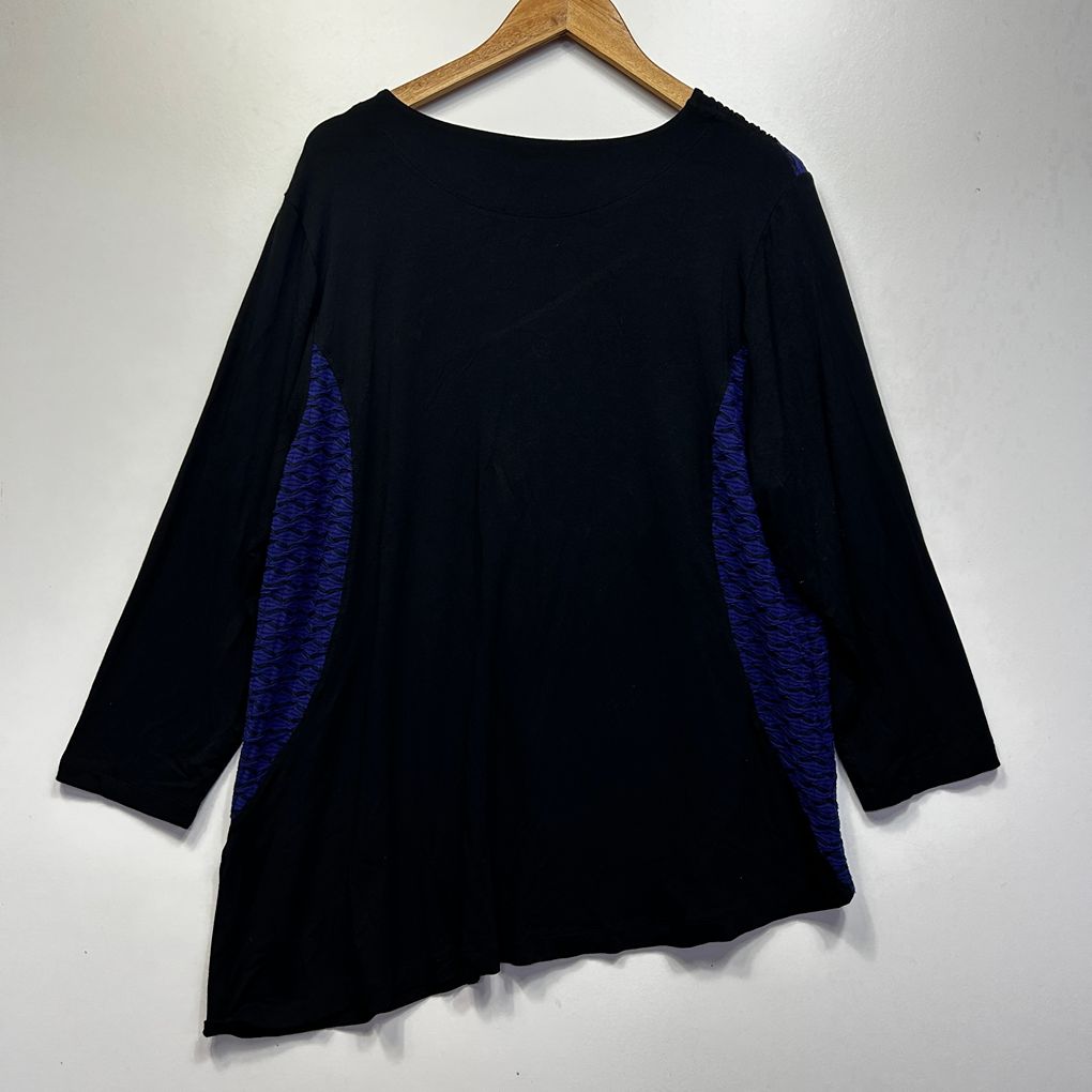 Taking Shape Black Purple Long Sleeve Tunic  Top - Size 20/L