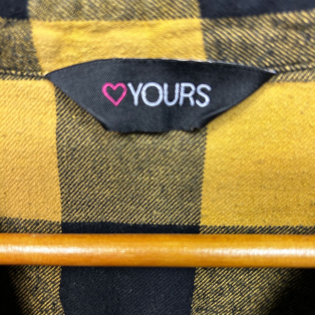 Yours Yellow Check Shirt - Size 22 - 24