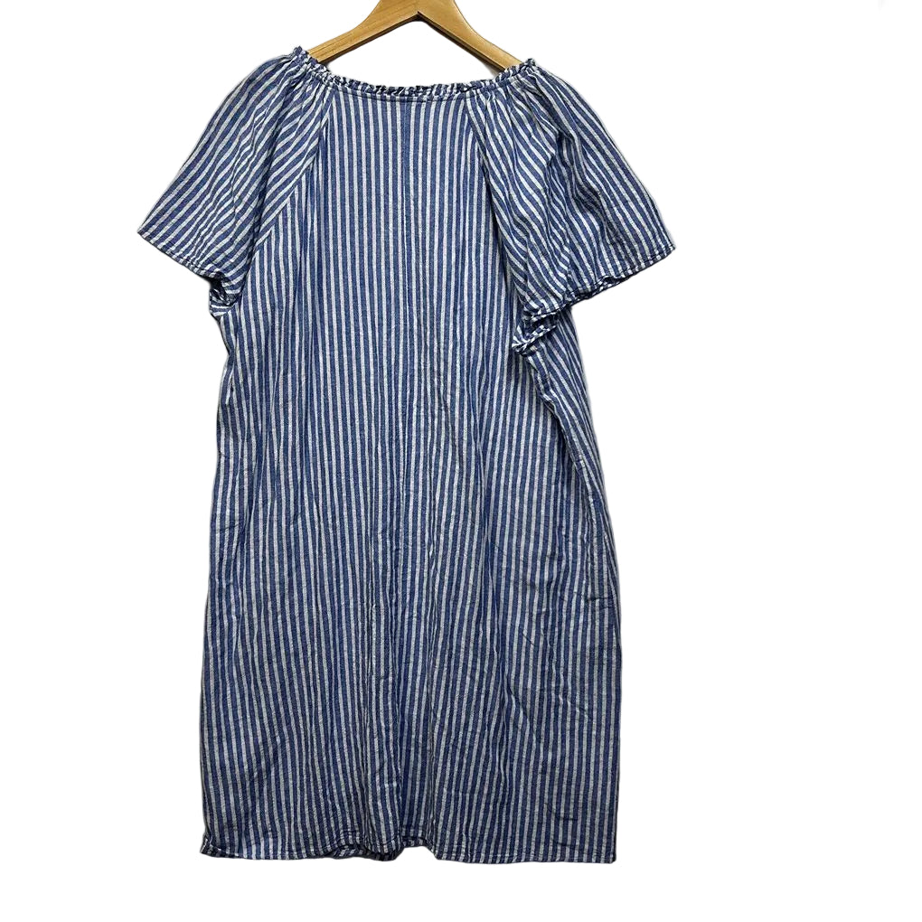 Suzanne Grae Linen Blue Striped Linen Dress - Size 20