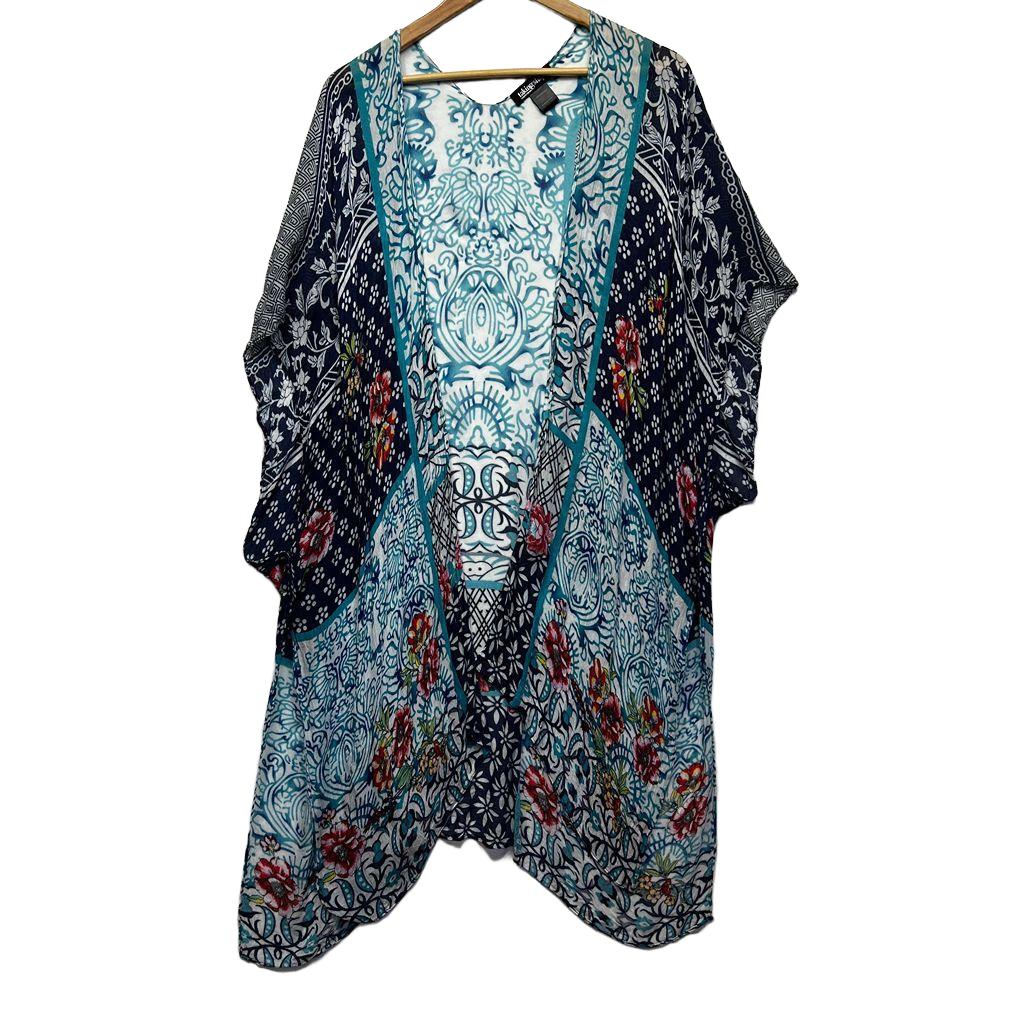 Taking Shape Blue Multicoloured Kimono Jacket - One Size