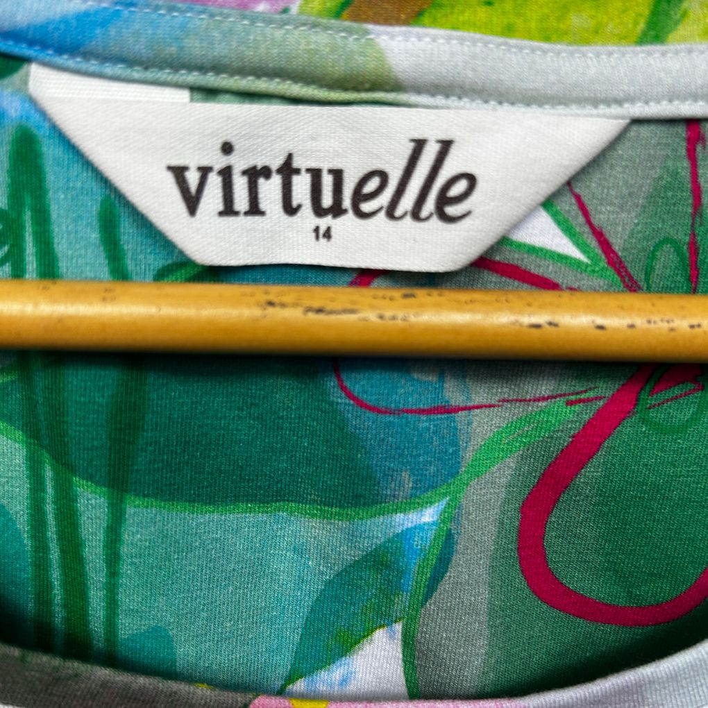 Virtuelle Multicoloured Cotton Short Sleeve Top - Size 14