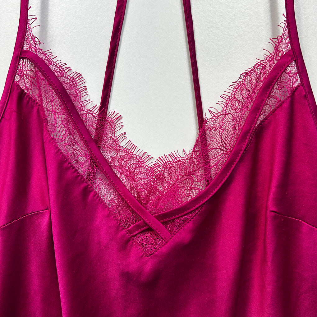 Bras N Things Pink Satin Chemise - Size 12