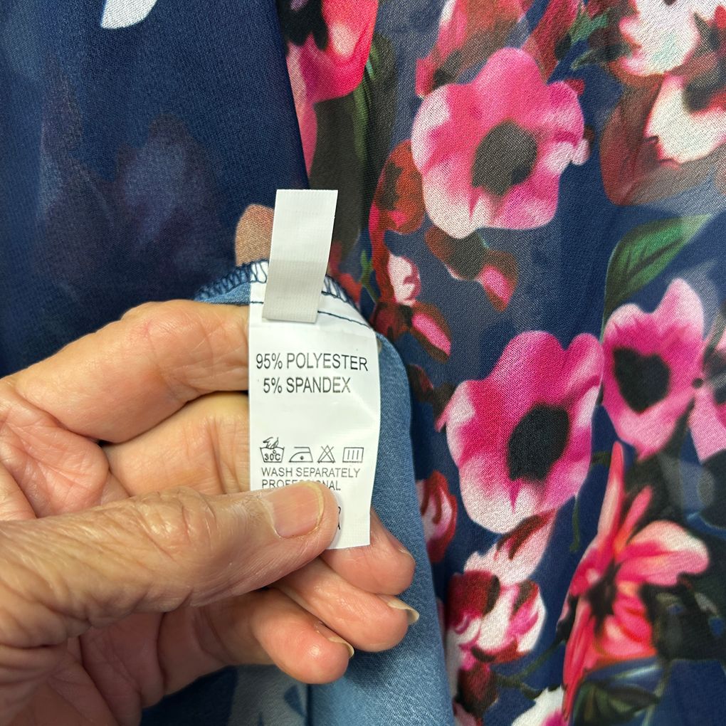 Navy Floral Sheer Kimono - Size L