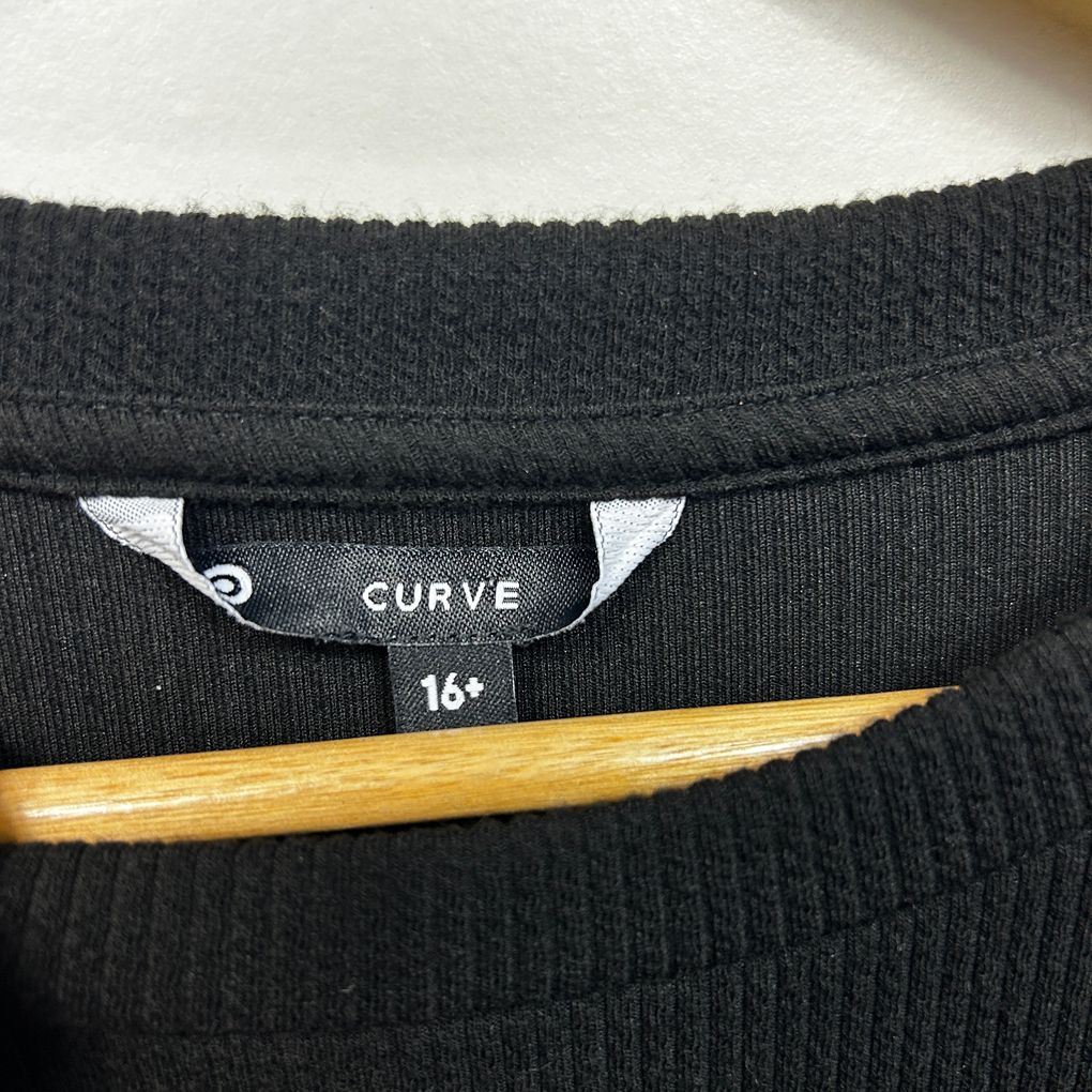 Target Curve Ribbed  Black Long Sleeve Top - Size 16