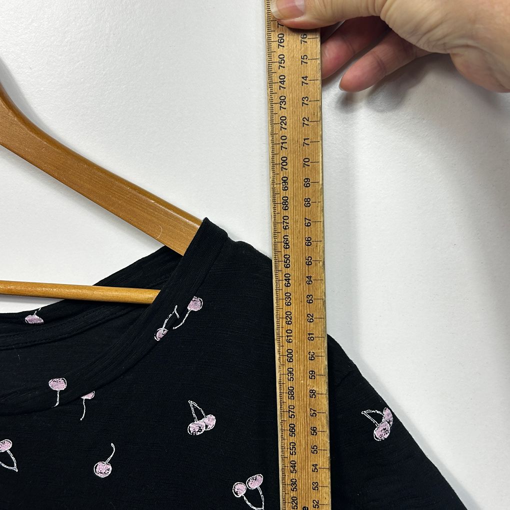 Black Cherry Print Top - Size 14/16