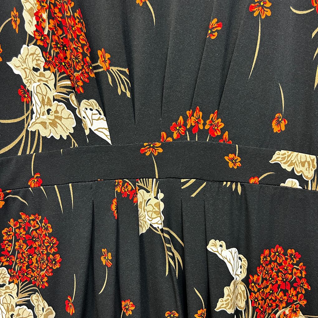 Leona Edmiston Black Floral Dress - Size 18