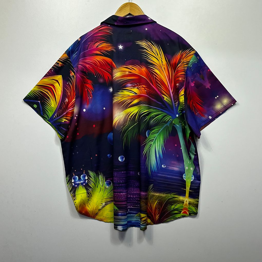 Multicoloured Tropical Print Mens Shirt - Size 5XL