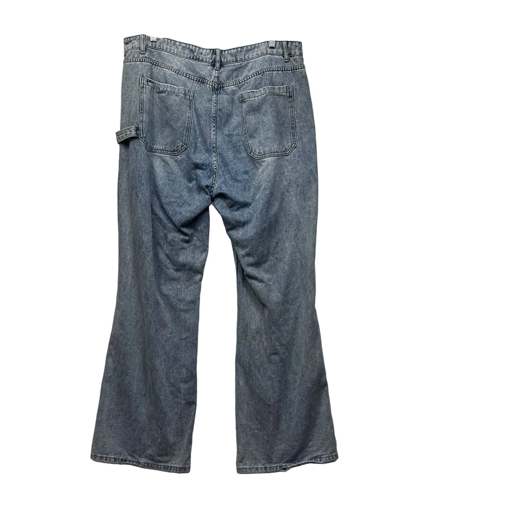 City Chic Blue Harley Mid Rise Wide Leg Distressed Jeans - Size 16