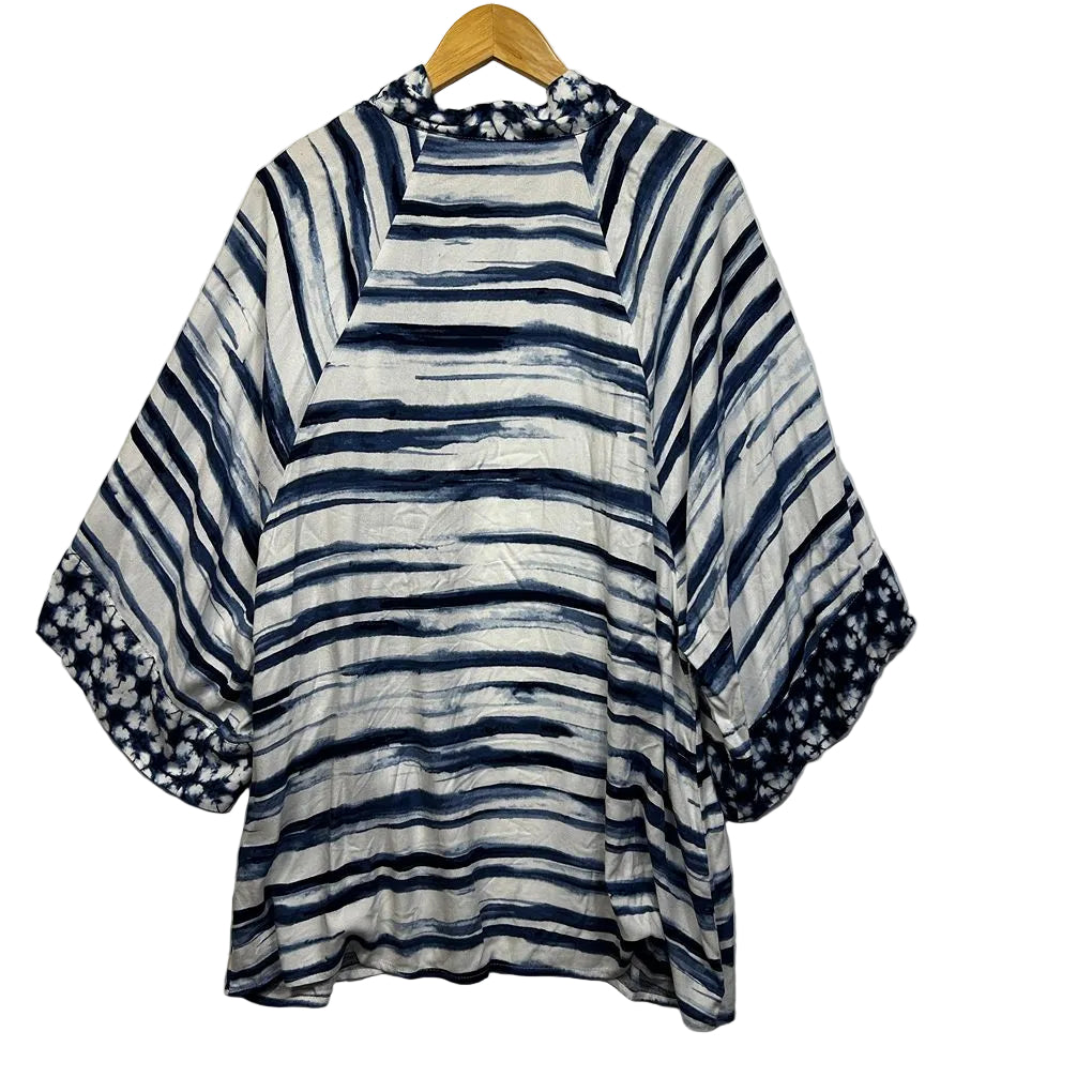 Katies Navy White Print Kimono - Size 20