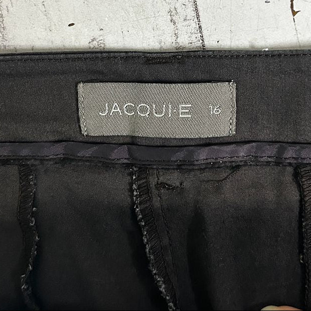Jacqui E Black Cotton Pants - Size 16