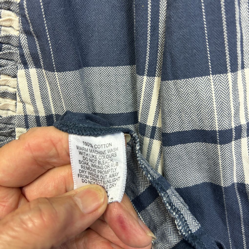 Sportscraft Navy Check Cotton Shirt - Size 16