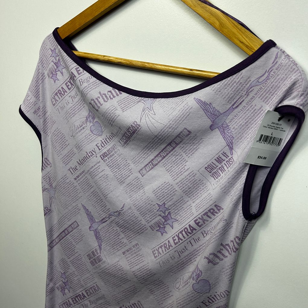 Cotton On Lavender Cotton Off Shoulder Top - Size L