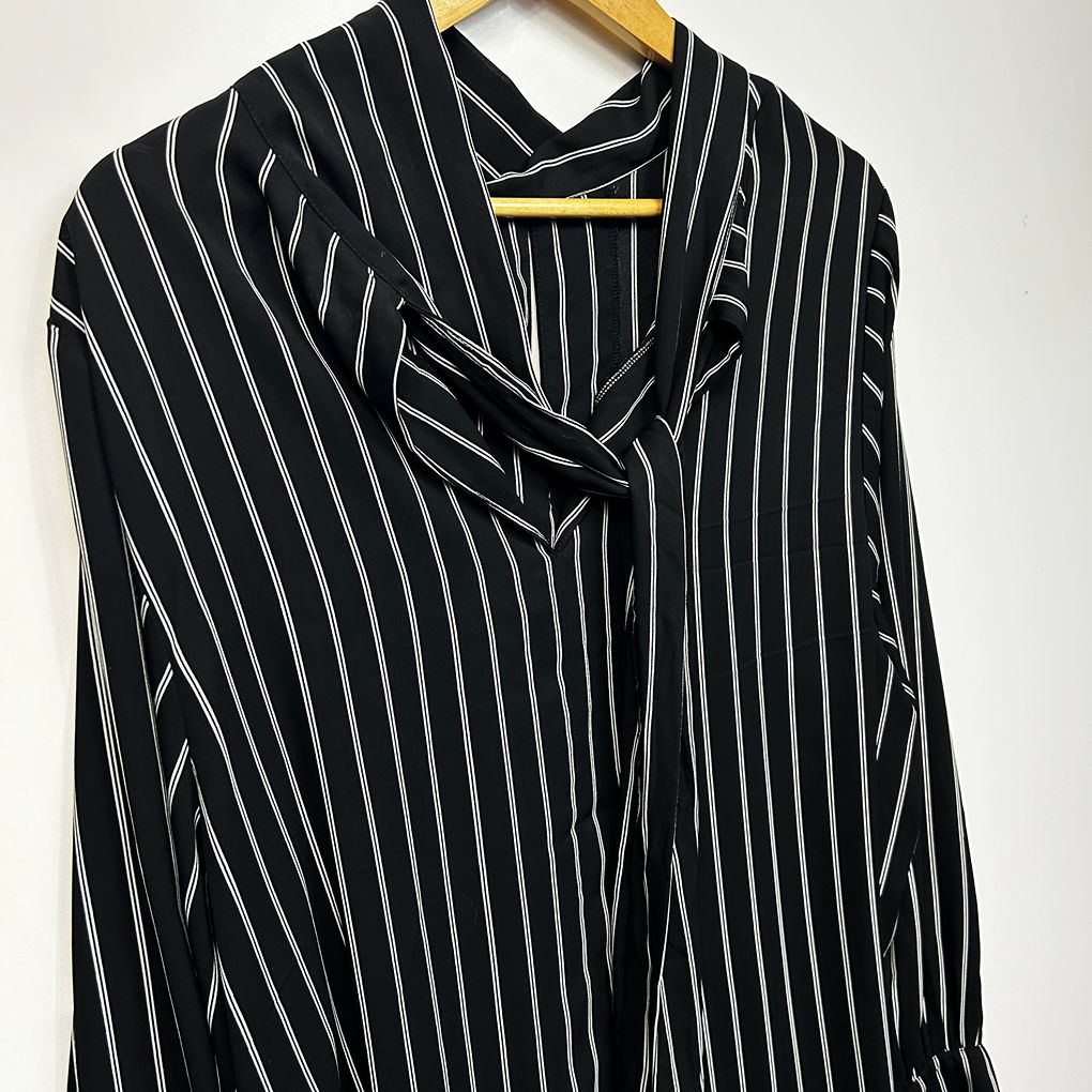 Next Black White Striped Dress or Long Tunic Top - Size 22