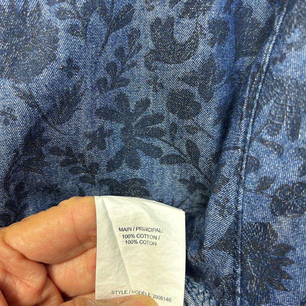 Millers Blue Floral Denim Cotton Shirt - Size 16