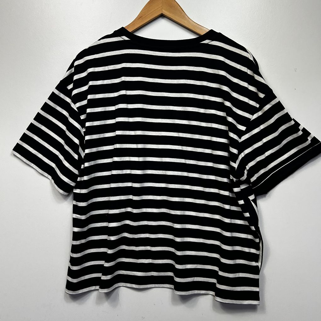 Anko Black and White Striped Cotton Top - Size 20