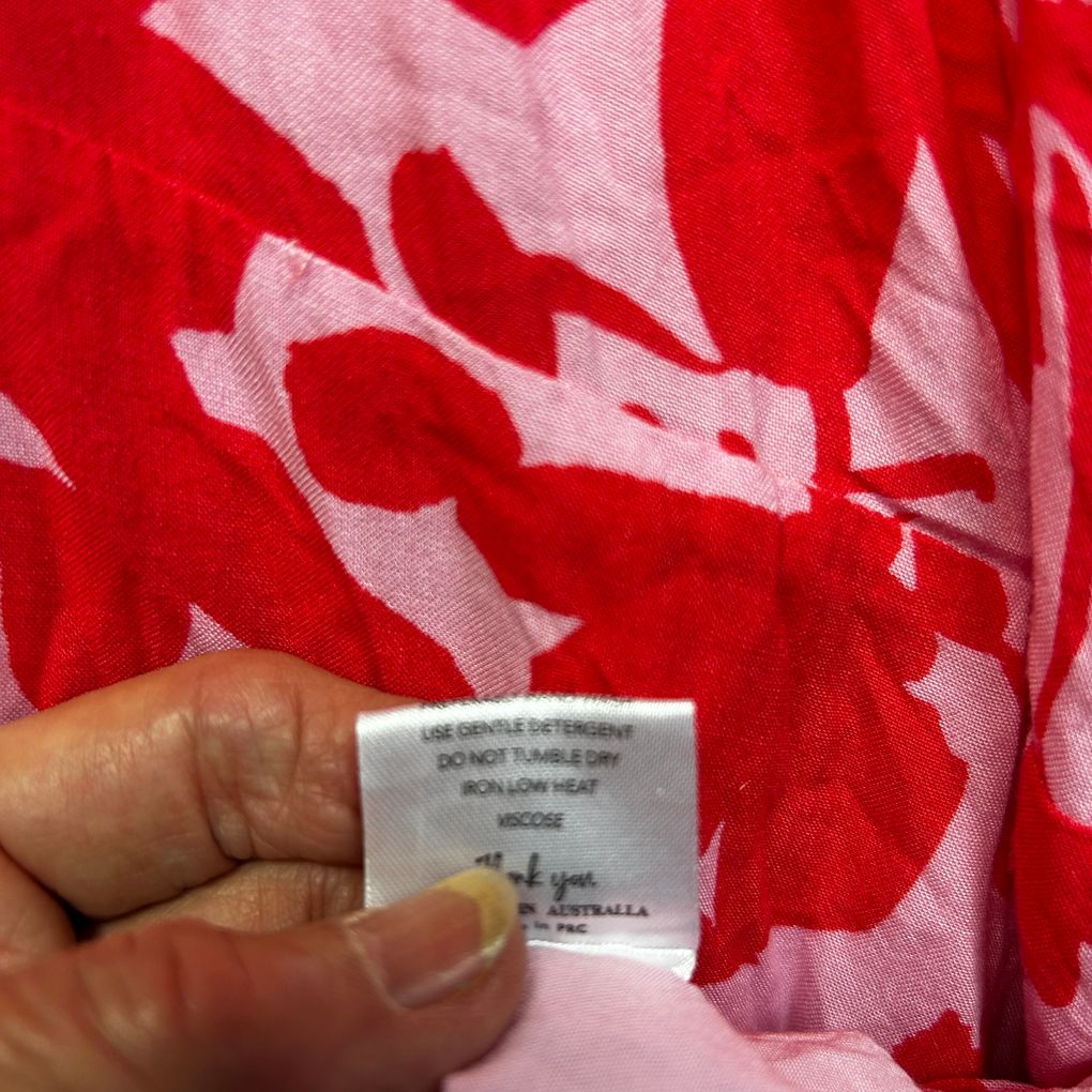 Fria Red Floral Wrap Dress - Size 14