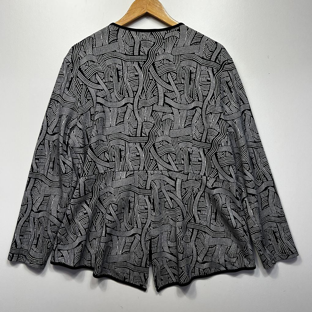 Gordon Smith Black White Cotton Peplum Top Jacket - Size XXL