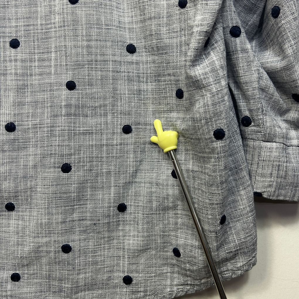 W.Lane Grey Polka Dot Plus Size Cotton Shirt - Size 20