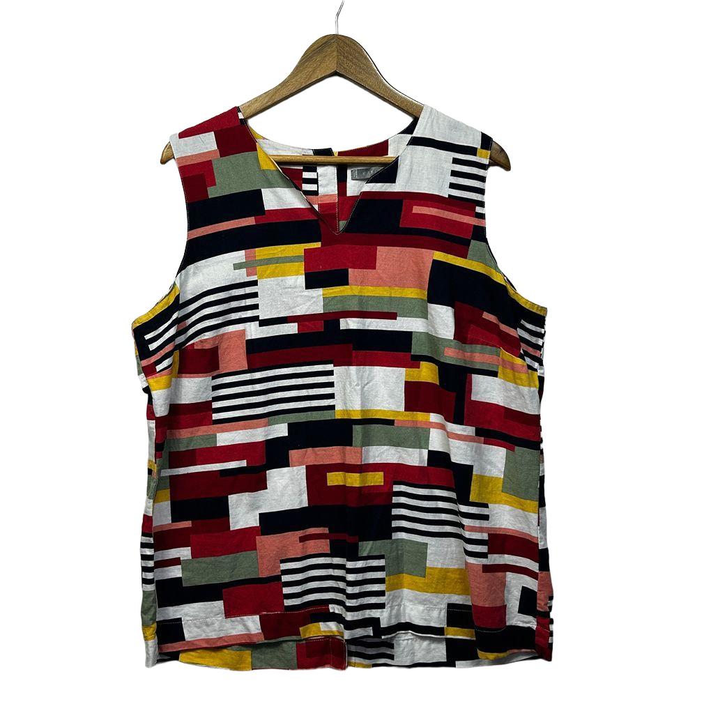 Katies Multicoloured Linen Sleeveless Top - Size 20