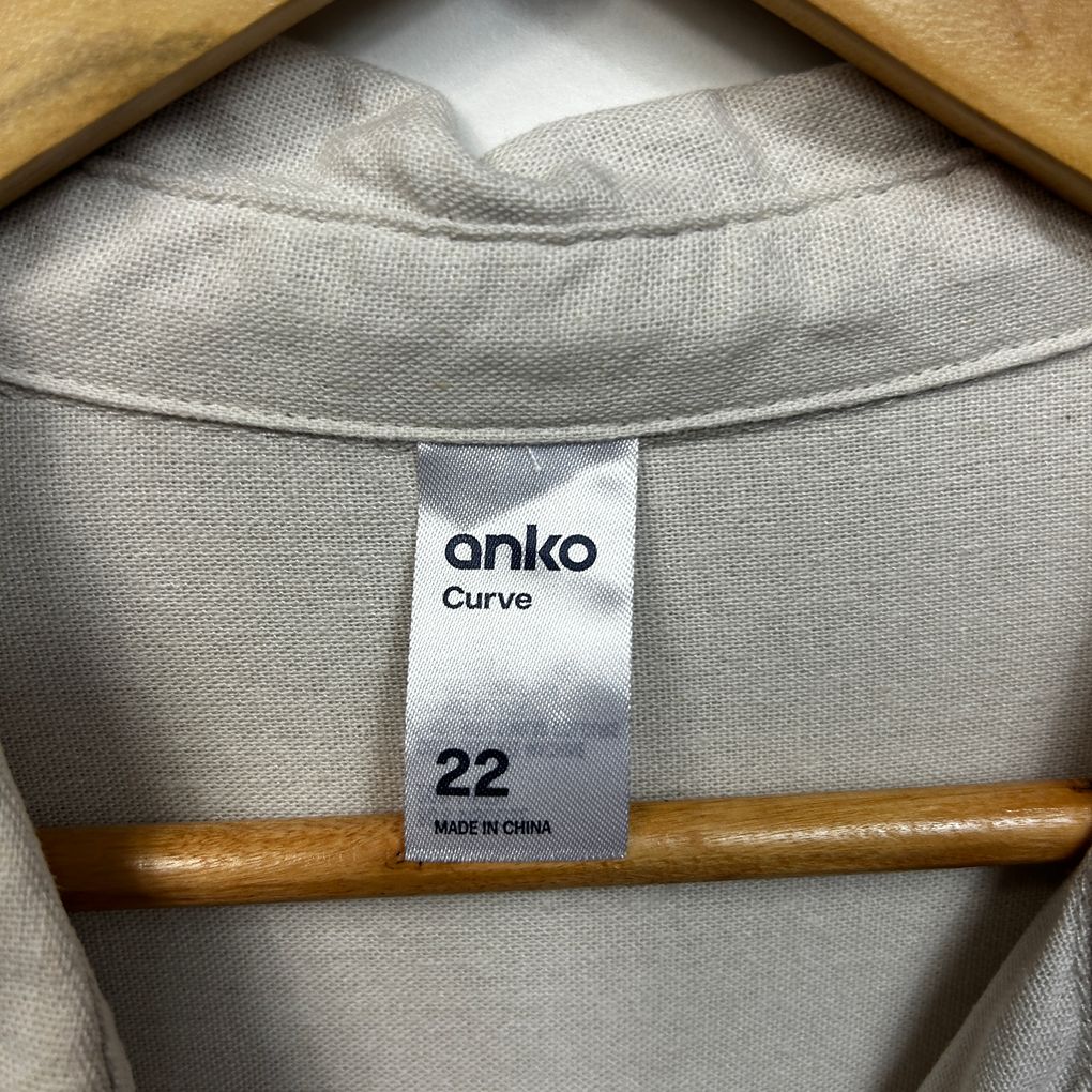 Anko Beige Plus Size Linen Shirt - Size 22