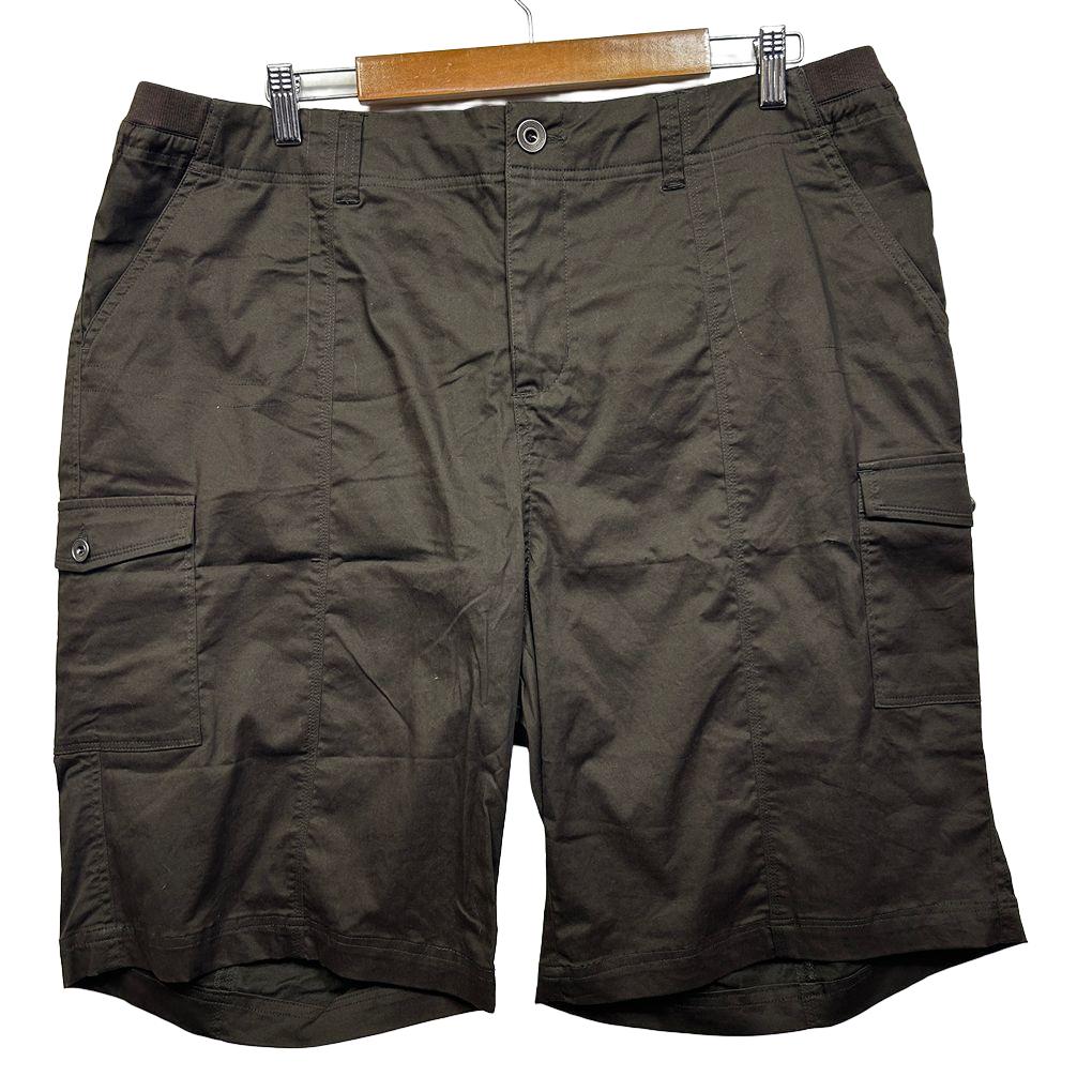Curvaceous Brown Cotton Cargo Shorts - Size S/16