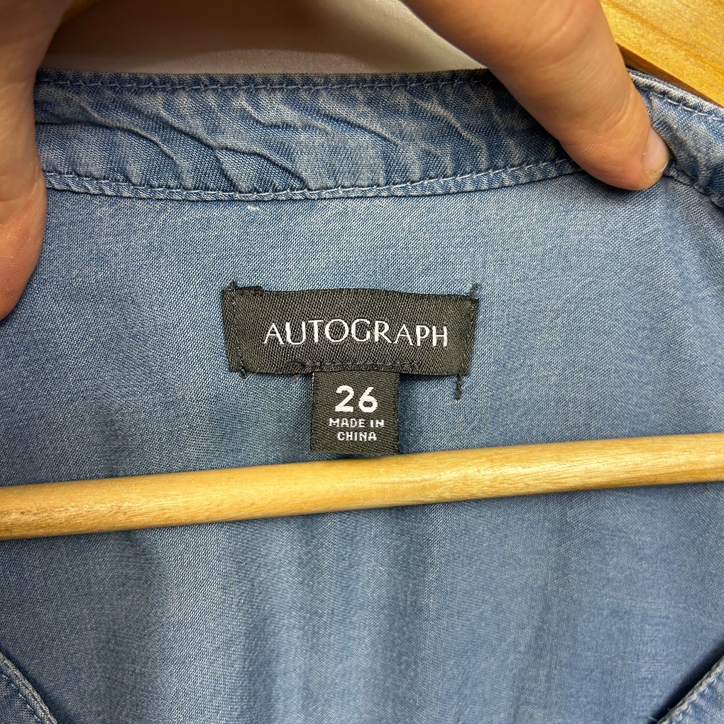 Autograph Blue Chambray Plus Size Sleeveless Dress - Size 26