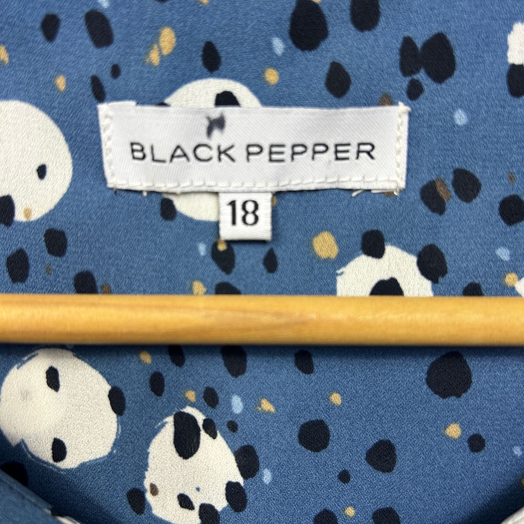 Black Pepper Blue Spot Top - Size 18