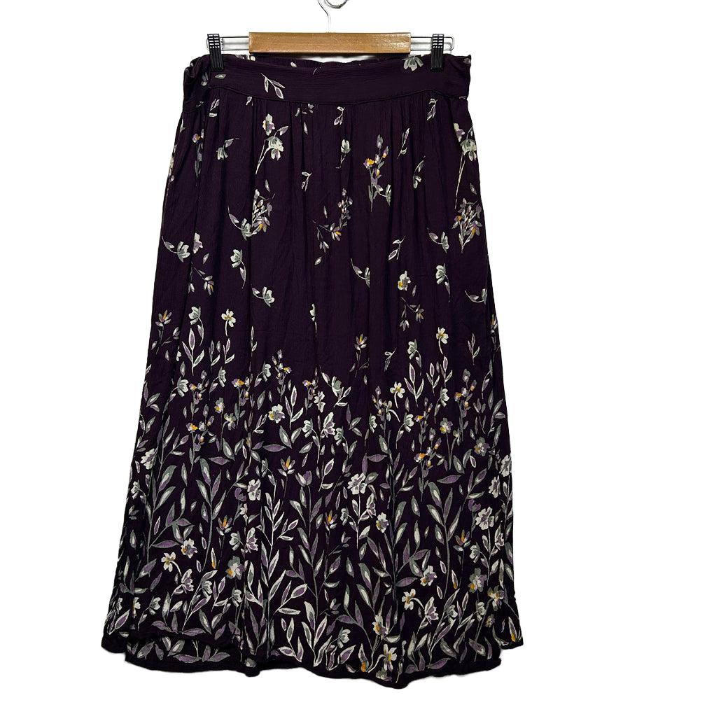 Tree of Life Purple Floral Boho Maxi Skirt - Size XL