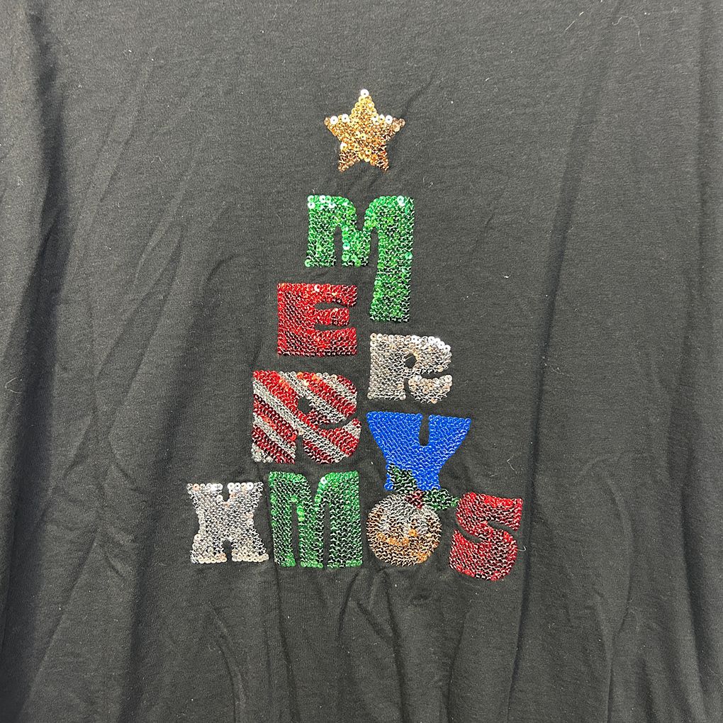 Anko Black Plus Size Christmas Cotton T-Shirt - Size 22