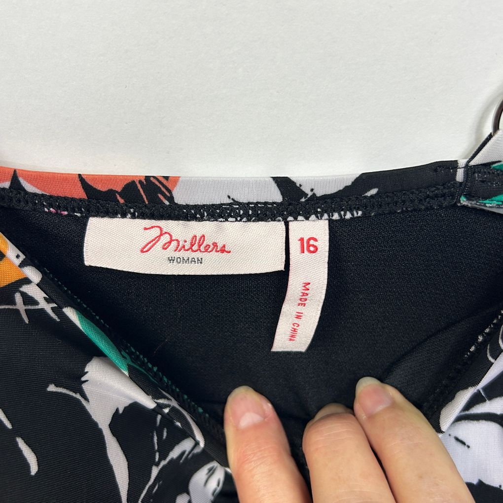 Millers Black Floral Swim Dress - Size 16