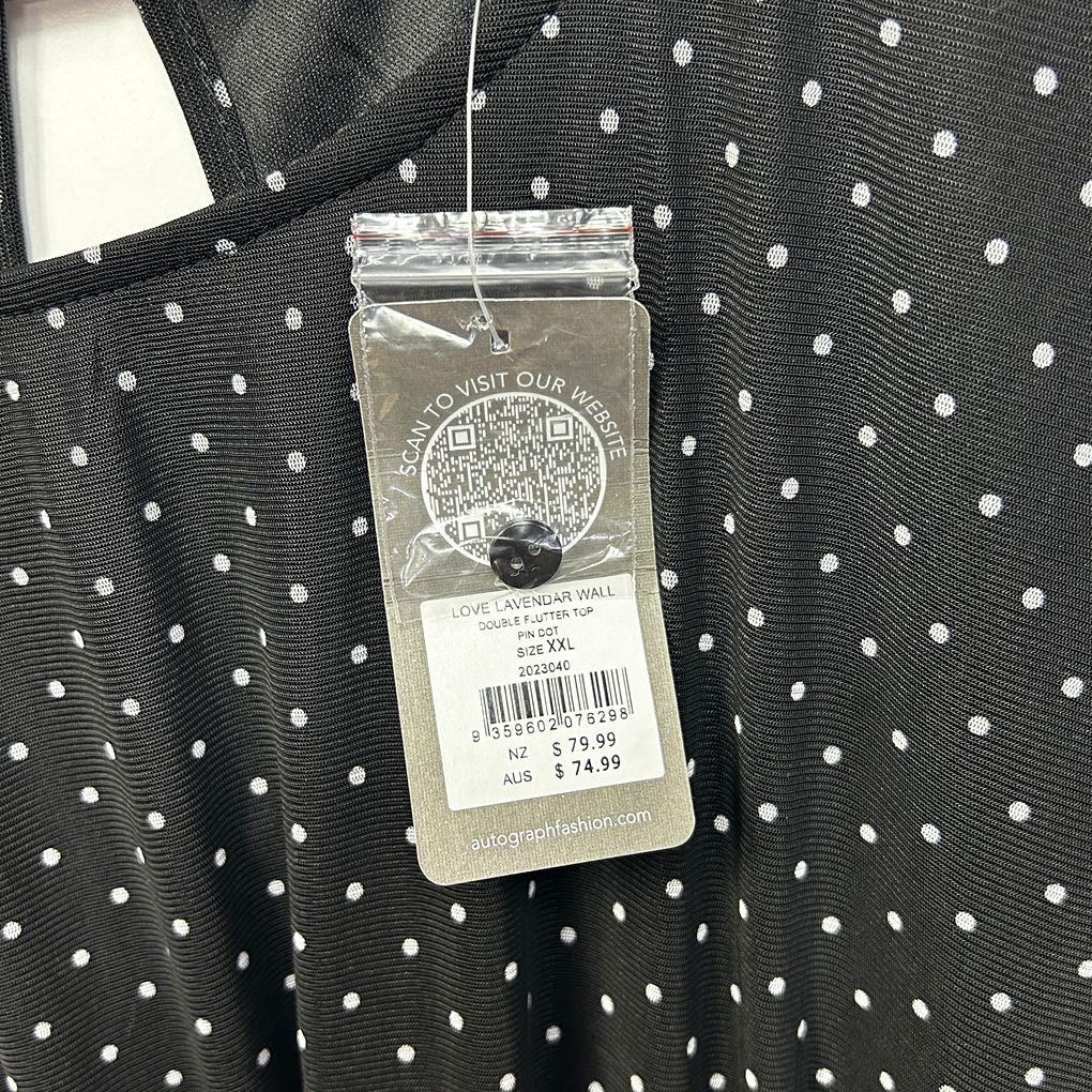 Autograph Black Polka Dot Plus Size Top - Size 2XL/24