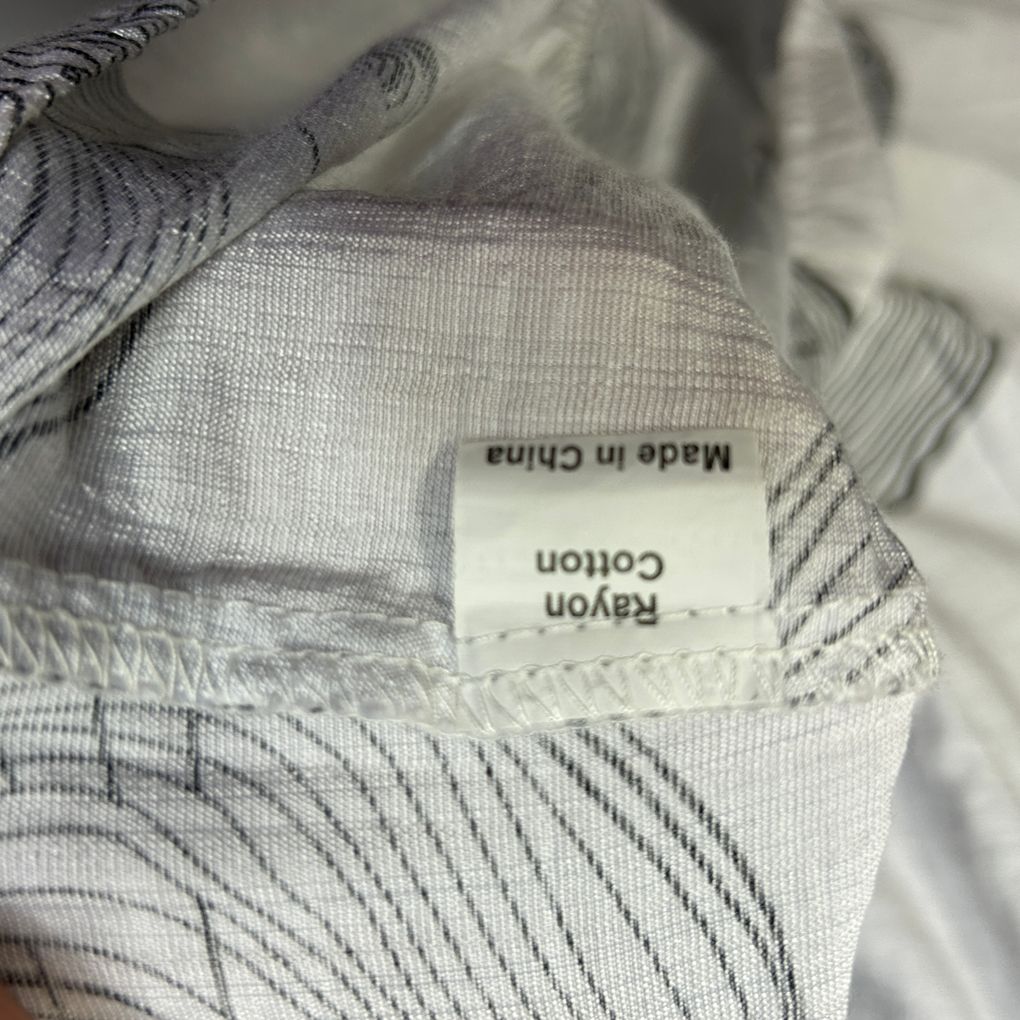 Elegant White Print Cotton Top - Size 18