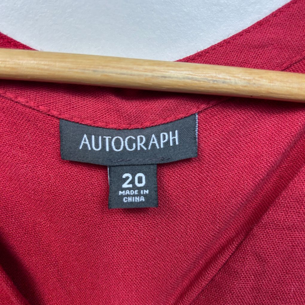 Autograph Red Linen Dress - Size 20