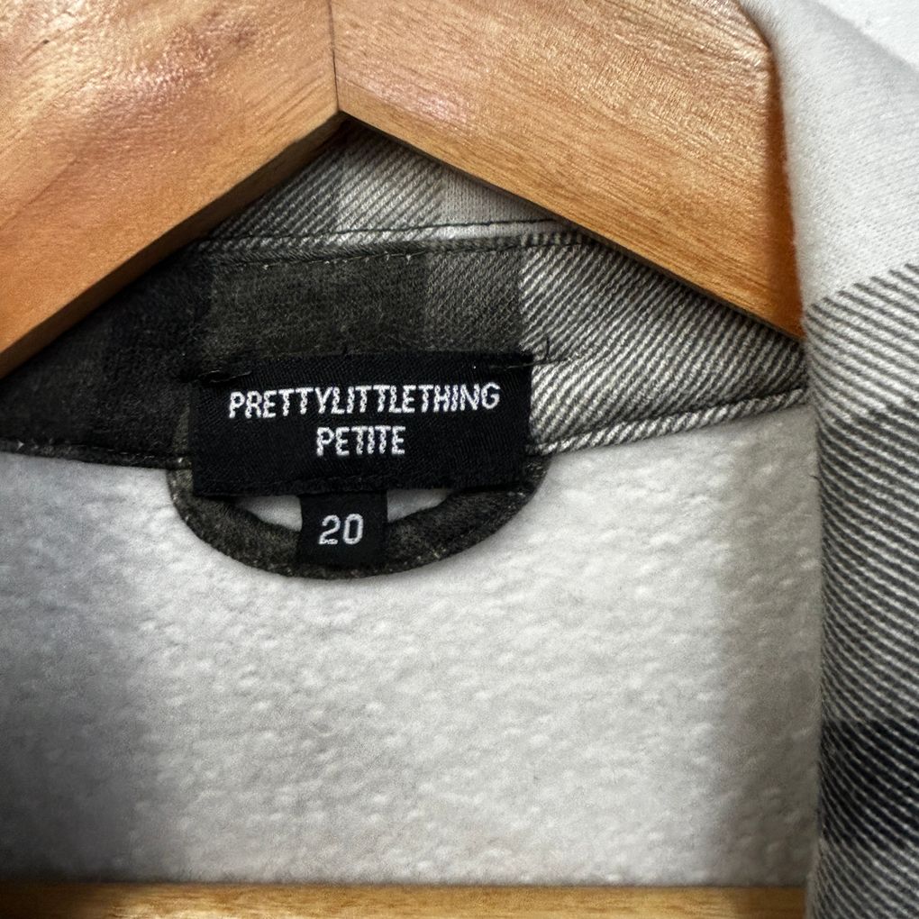 Prettylittlething Black White Check Cotton Shacket - Size 20