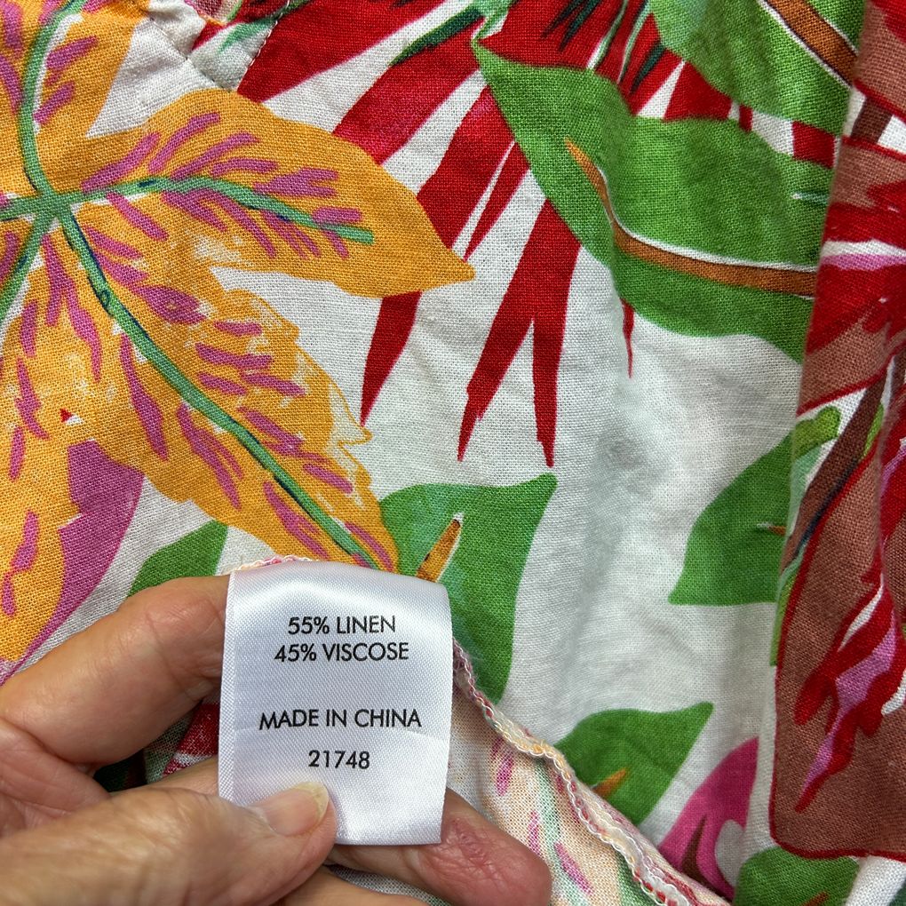 Suzanne Grae Linen Multicoloured Tropical Linen Top - Size 24