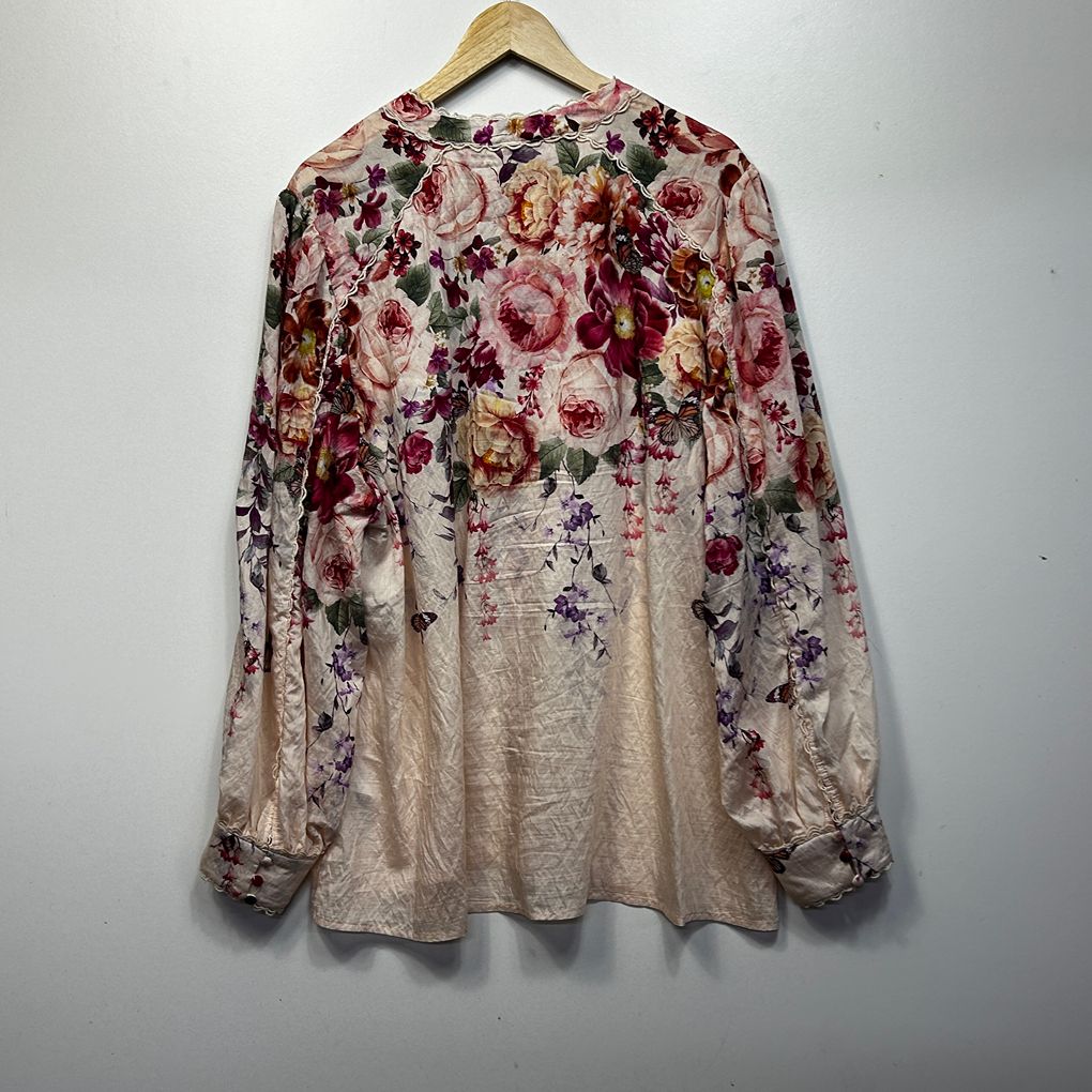 City Chic Cream Floral Plus Size Top - Size 18
