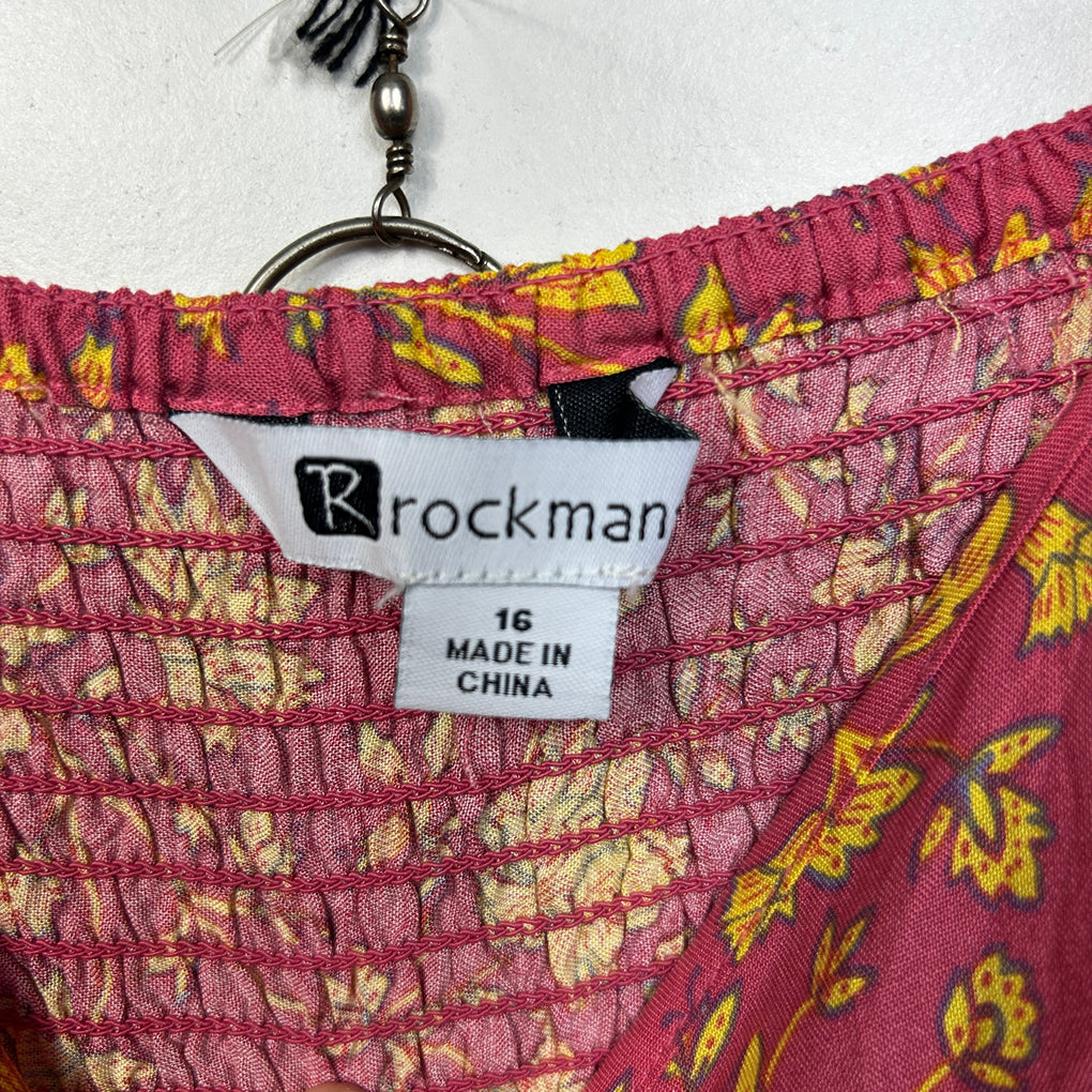Rockmans Pink Floral Boho Maxi Dress - Size 16