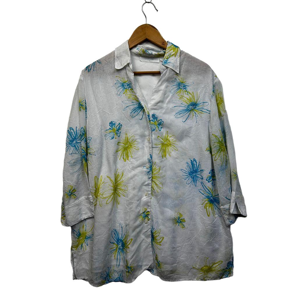 Lavender Road White Floral Plus Size Shirt - Size 18