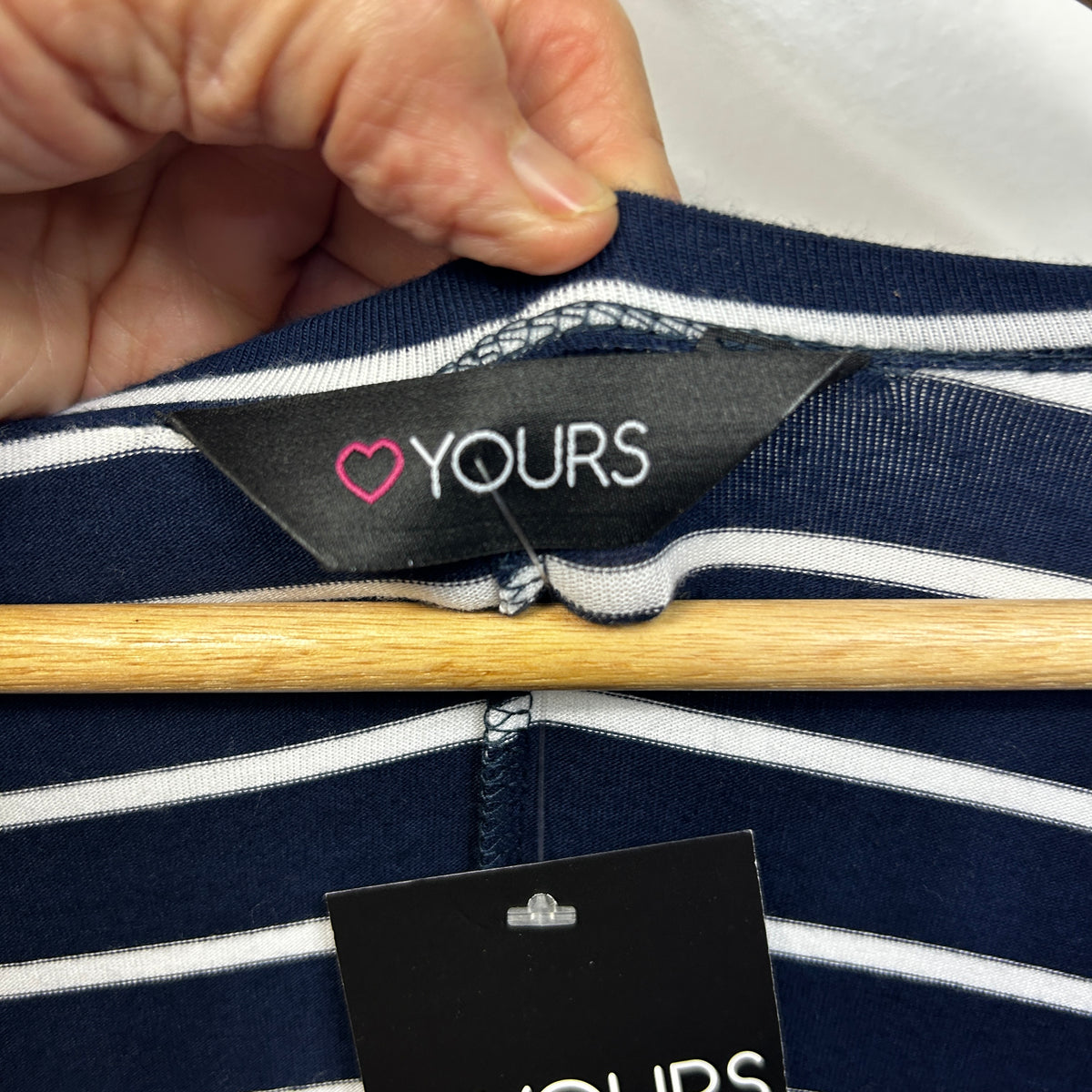 Yours Navy Striped Plus Size Cardigan - Size 26/28