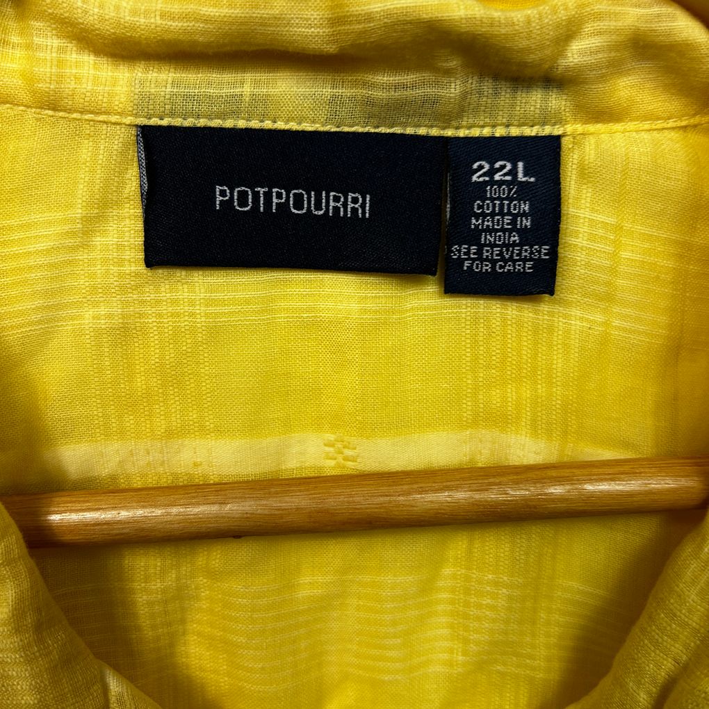 Potpourri Yellow Plus Size Cotton Shirt - Size 22