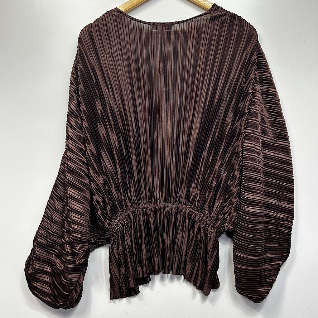 Wayne Cooper Chocolate Pleated Top - Size L