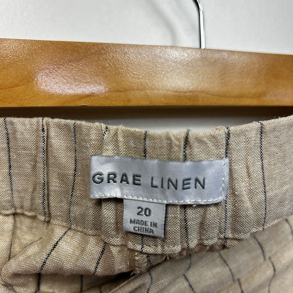 Suzanne Grae Beige Plus Size Linen Pants - Size 20