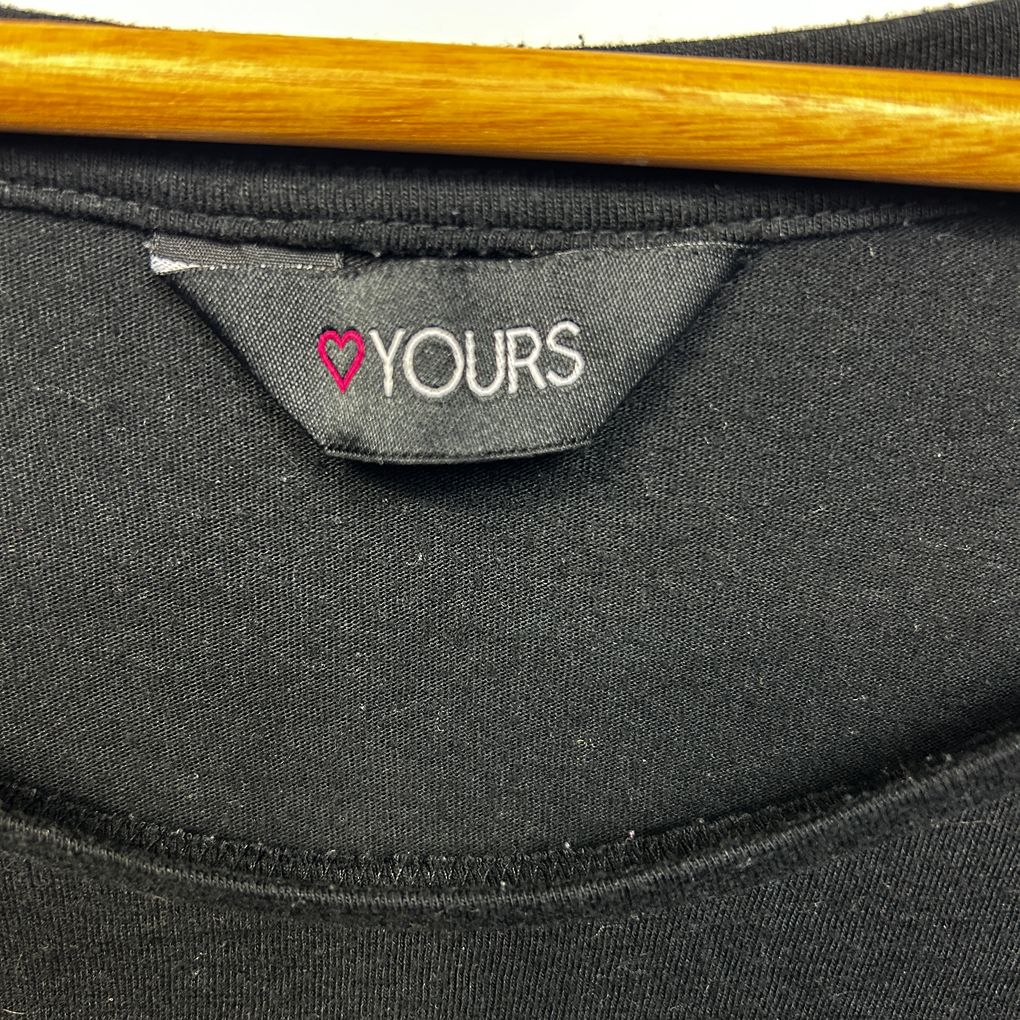 Yours Charcoal Beaded Cotton Top - Size 26-28