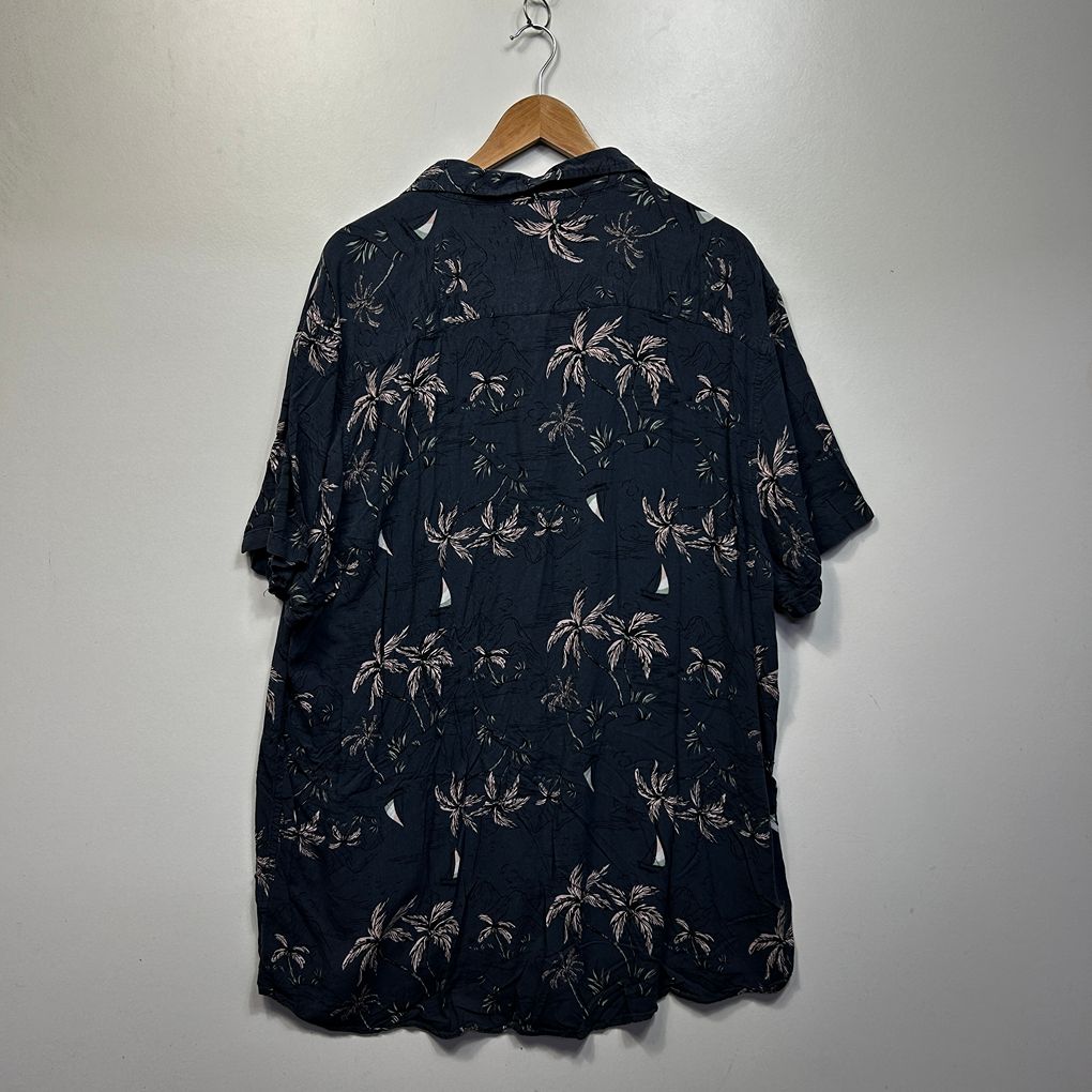 Big Joe Navy Palm Print Mens Shirt - Size 5XL